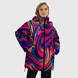 Куртка зимняя женская Яркие волны, цвет: 3D-красный — фото 2