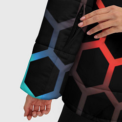 Куртка зимняя женская Gradient hexagon genshin, цвет: 3D-красный — фото 2
