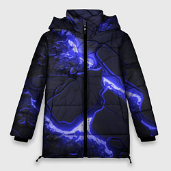 Куртка зимняя женская Красивая синяя неоновая лава, цвет: 3D-черный