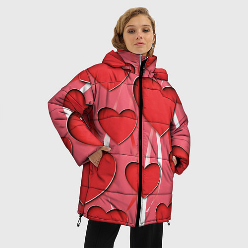 Женская зимняя куртка Святой Валентин для твоих любимых / 3D-Красный – фото 3
