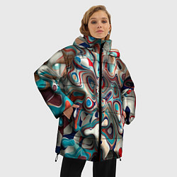 Куртка зимняя женская Волны - краски, цвет: 3D-красный — фото 2