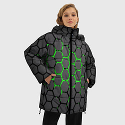 Куртка зимняя женская Абстрактыные соты, цвет: 3D-красный — фото 2