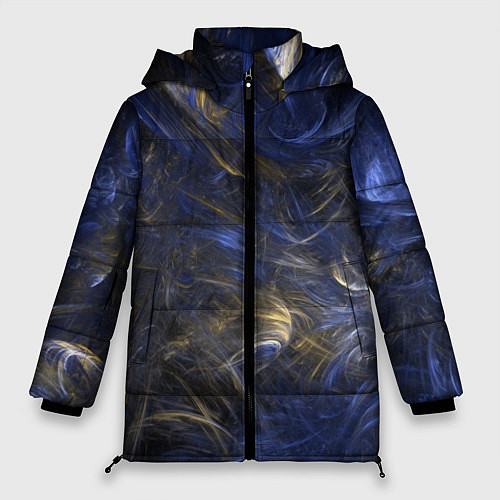Женская зимняя куртка Синяя абстракция / 3D-Светло-серый – фото 1