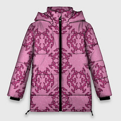 Куртка зимняя женская Розовая витиеватая загогулина, цвет: 3D-красный