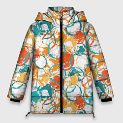 Куртка зимняя женская Разноцветные пятна красок, цвет: 3D-светло-серый
