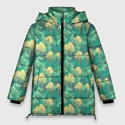 Куртка зимняя женская Камуфляж деревья двуцветный, цвет: 3D-красный