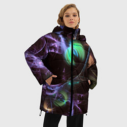 Куртка зимняя женская Магические фиолетовые волны и цветные космические, цвет: 3D-светло-серый — фото 2