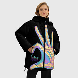 Куртка зимняя женская Сердечко правой рукой - неоновый рентген, цвет: 3D-светло-серый — фото 2