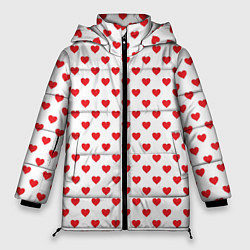 Куртка зимняя женская Сердечки - паттерн, цвет: 3D-красный