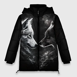 Куртка зимняя женская Пара волков - белый и черный, цвет: 3D-светло-серый