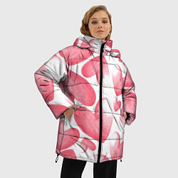 Куртка зимняя женская Розовые акварельные сердца - паттерн, цвет: 3D-светло-серый — фото 2