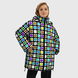 Куртка зимняя женская Геометрический узор в клетку разноцветный, цвет: 3D-красный — фото 2
