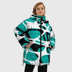Куртка зимняя женская Абстрактный узор из сетчатых прожилок, цвет: 3D-черный — фото 2