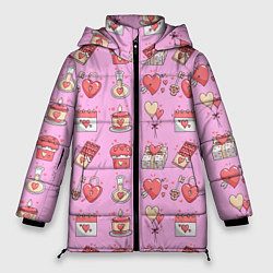 Куртка зимняя женская Valentines Day for lovers, цвет: 3D-светло-серый
