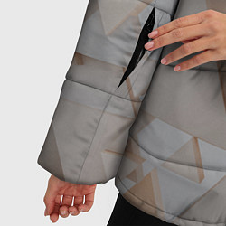 Куртка зимняя женская Геометрическое множество серых и бежевых треугольн, цвет: 3D-красный — фото 2