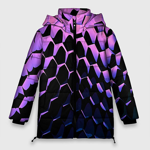 Женская зимняя куртка Шестиугольники волны / 3D-Светло-серый – фото 1