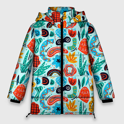 Женская зимняя куртка Colorful patterns / 3D-Светло-серый – фото 1