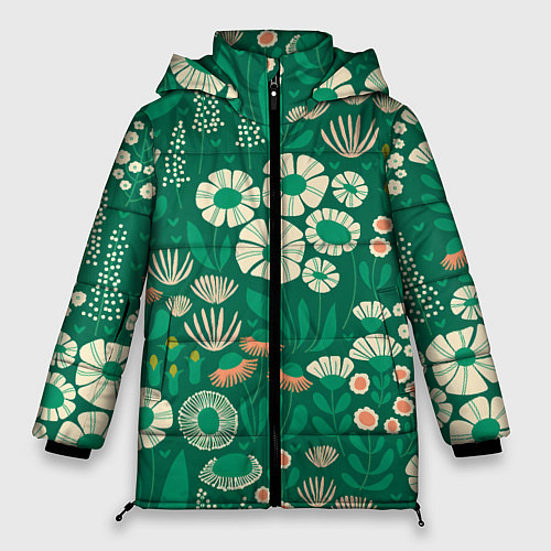 Женская зимняя куртка Поле цветов / 3D-Светло-серый – фото 1