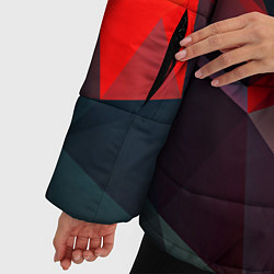 Куртка зимняя женская Абстрактное стекло осколки, цвет: 3D-красный — фото 2