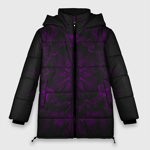 Женская зимняя куртка Фиолетовый узор / 3D-Светло-серый – фото 1