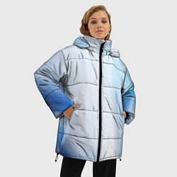 Куртка зимняя женская Светлые синие и голубые волны, цвет: 3D-красный — фото 2