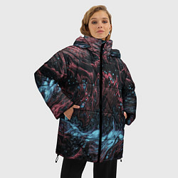 Куртка зимняя женская Разводы от краски, цвет: 3D-красный — фото 2