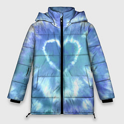 Куртка зимняя женская Сердце - тай-дай - голубой, цвет: 3D-черный