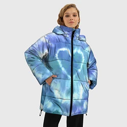 Куртка зимняя женская Сердце - тай-дай - голубой, цвет: 3D-черный — фото 2