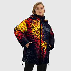 Куртка зимняя женская Огненные кубы клетка, цвет: 3D-светло-серый — фото 2