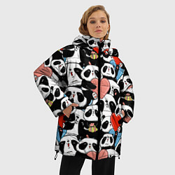 Куртка зимняя женская Панды с сердечками, цвет: 3D-красный — фото 2