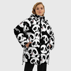 Куртка зимняя женская Весёлые панды, цвет: 3D-черный — фото 2
