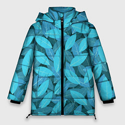 Куртка зимняя женская Бирюзовые листья, цвет: 3D-светло-серый