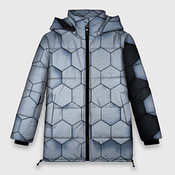 Куртка зимняя женская Соты с черной полосой, цвет: 3D-светло-серый