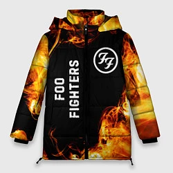 Куртка зимняя женская Foo Fighters и пылающий огонь, цвет: 3D-черный
