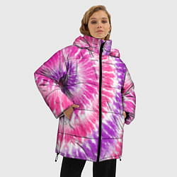 Куртка зимняя женская Тай-дай розовый с фиолетовым, цвет: 3D-светло-серый — фото 2