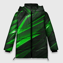 Куртка зимняя женская Зеленый и черные детали, цвет: 3D-светло-серый