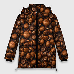 Куртка зимняя женская Сочный узор из грибочков, цвет: 3D-светло-серый