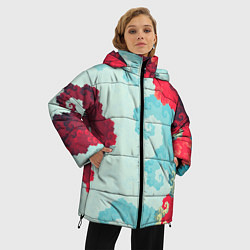 Куртка зимняя женская Пиксельный цветочный паттерн, цвет: 3D-светло-серый — фото 2