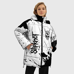 Куртка зимняя женская Slipknot и рок символ на светлом фоне, цвет: 3D-черный — фото 2
