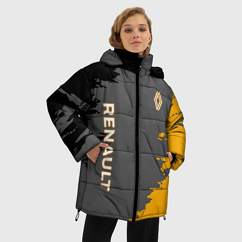 Женская зимняя куртка Renault черно-желтые брызги / 3D-Светло-серый – фото 3