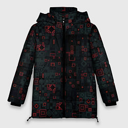 Куртка зимняя женская Квадратные пазлы, цвет: 3D-черный