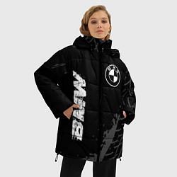 Куртка зимняя женская BMW speed на темном фоне со следами шин: надпись,, цвет: 3D-черный — фото 2