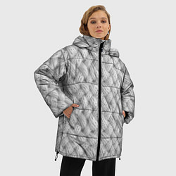 Куртка зимняя женская Крупный белый вязаный узор, цвет: 3D-красный — фото 2