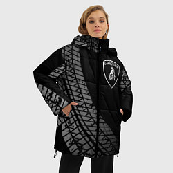 Куртка зимняя женская Lamborghini tire tracks, цвет: 3D-черный — фото 2
