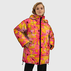 Куртка зимняя женская Полупрозрачный цветочный паттерн, цвет: 3D-черный — фото 2