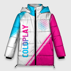 Женская зимняя куртка Coldplay neon gradient style: надпись, символ