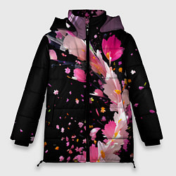 Куртка зимняя женская Вихрь розовых лепестков, цвет: 3D-светло-серый