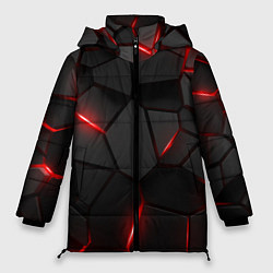 Куртка зимняя женская Плиты с красной подсветкой, цвет: 3D-черный