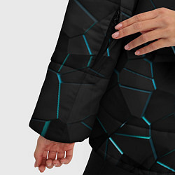 Куртка зимняя женская Плиты с синей неоновой подсветкой, цвет: 3D-черный — фото 2