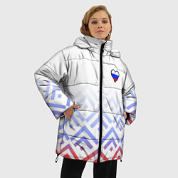 Куртка зимняя женская Сердечко россии - треугольники, цвет: 3D-светло-серый — фото 2